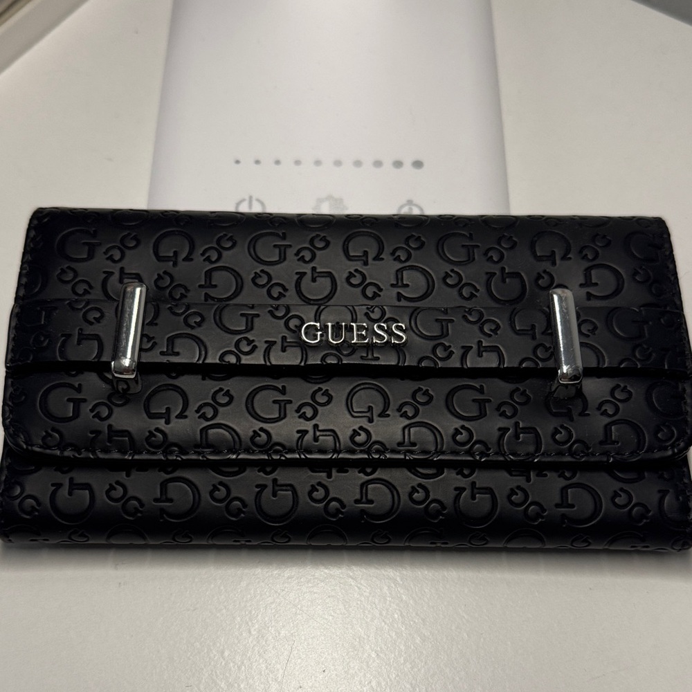 Guess Black Embossed Card Holder